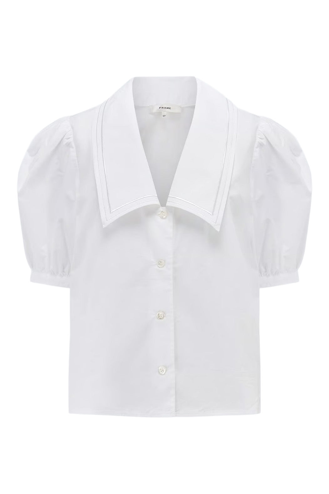 Frame Denim Poplin Sailor Blouse in White