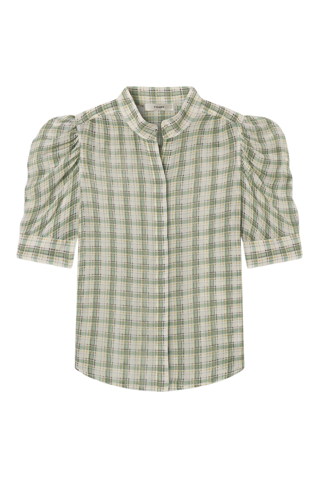 Frame Denim Gillian Top in Jade Green Plaid