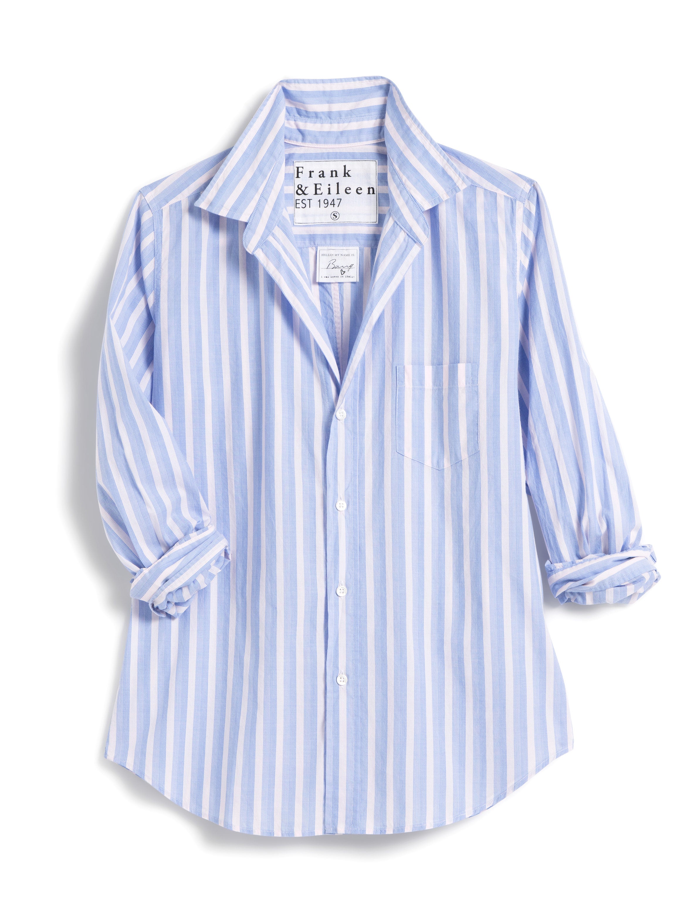 Frank & Eileen Barry Tailored Button Up Shirt in Blue, Pink Multi Stripe