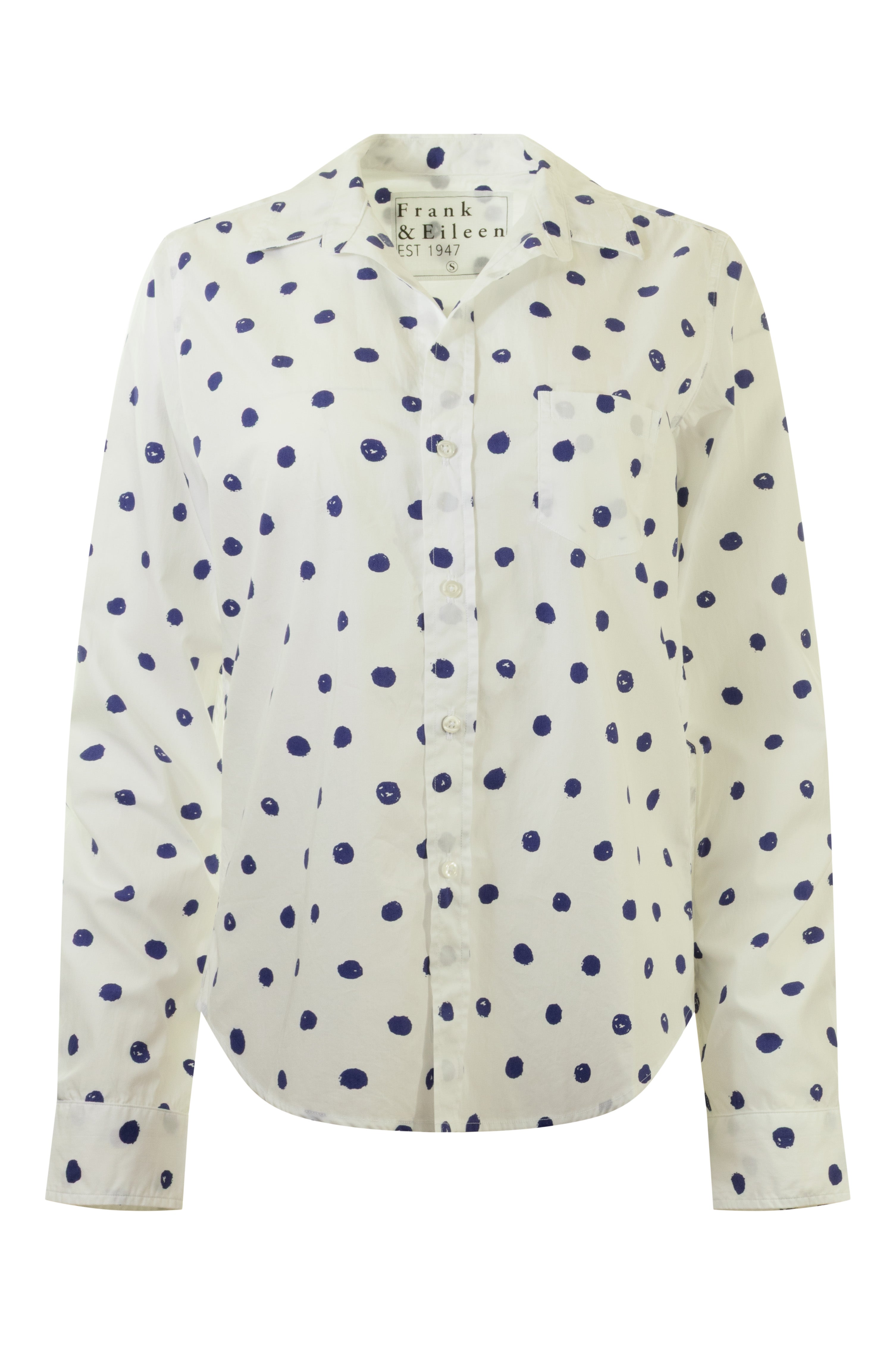 Frank & Eileen Barry Tailored Button Up Shirt in Large Blue Dots