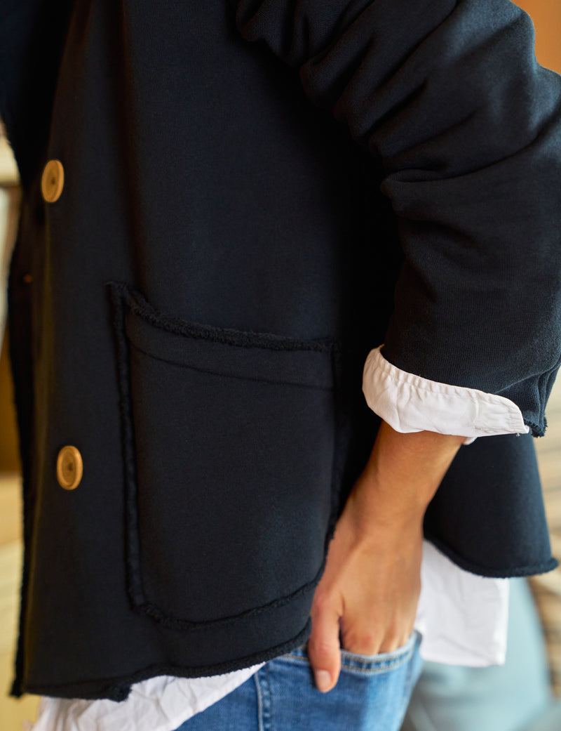 Frank & Eileen Cropped Sweatshirt Peacoat in British Navy