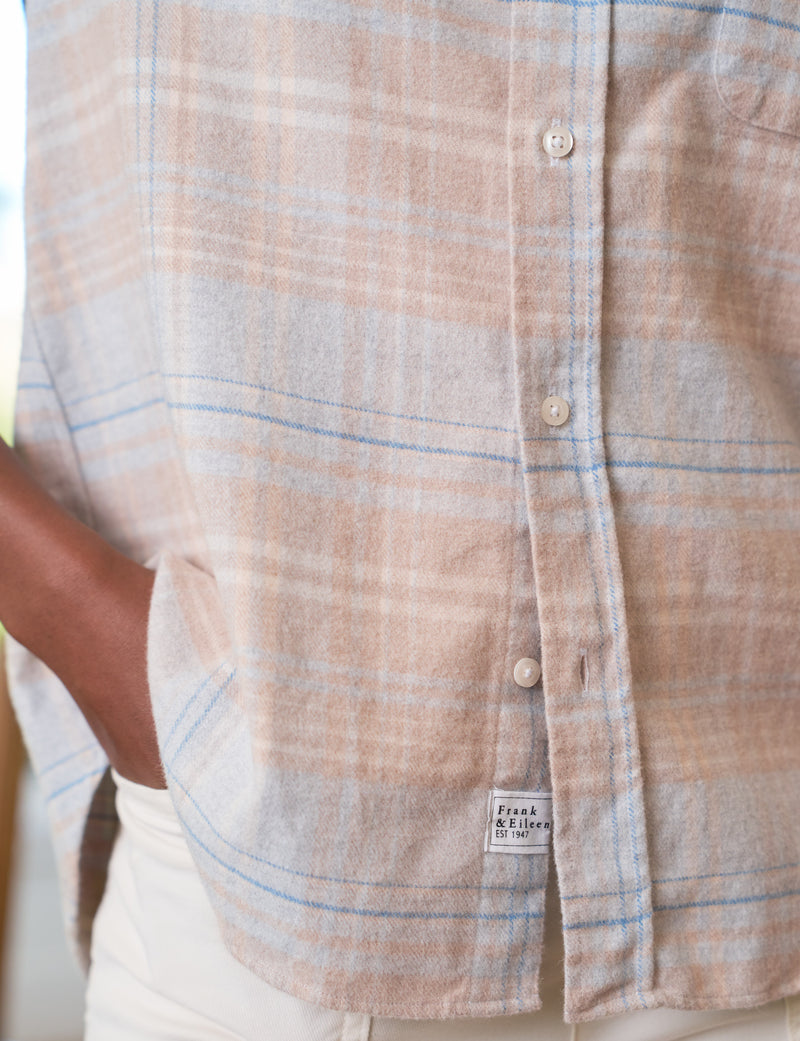 Frank & Eileen Eileen Flannel Relaxed Button Up Shirt in Sand Blue Plaid