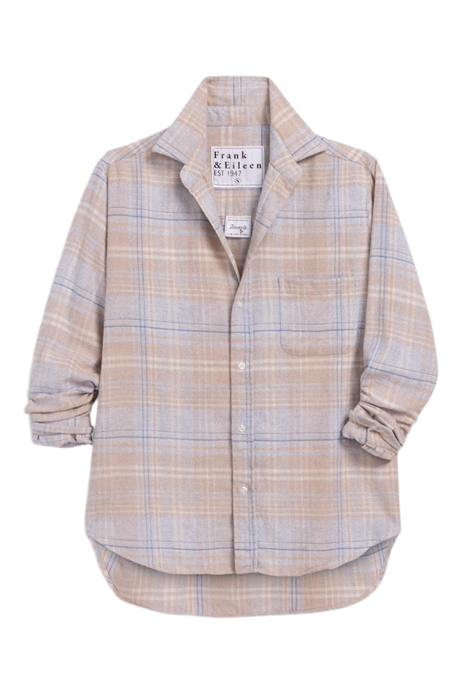 Frank & Eileen Eileen Flannel Relaxed Button Up Shirt in Sand Blue Plaid