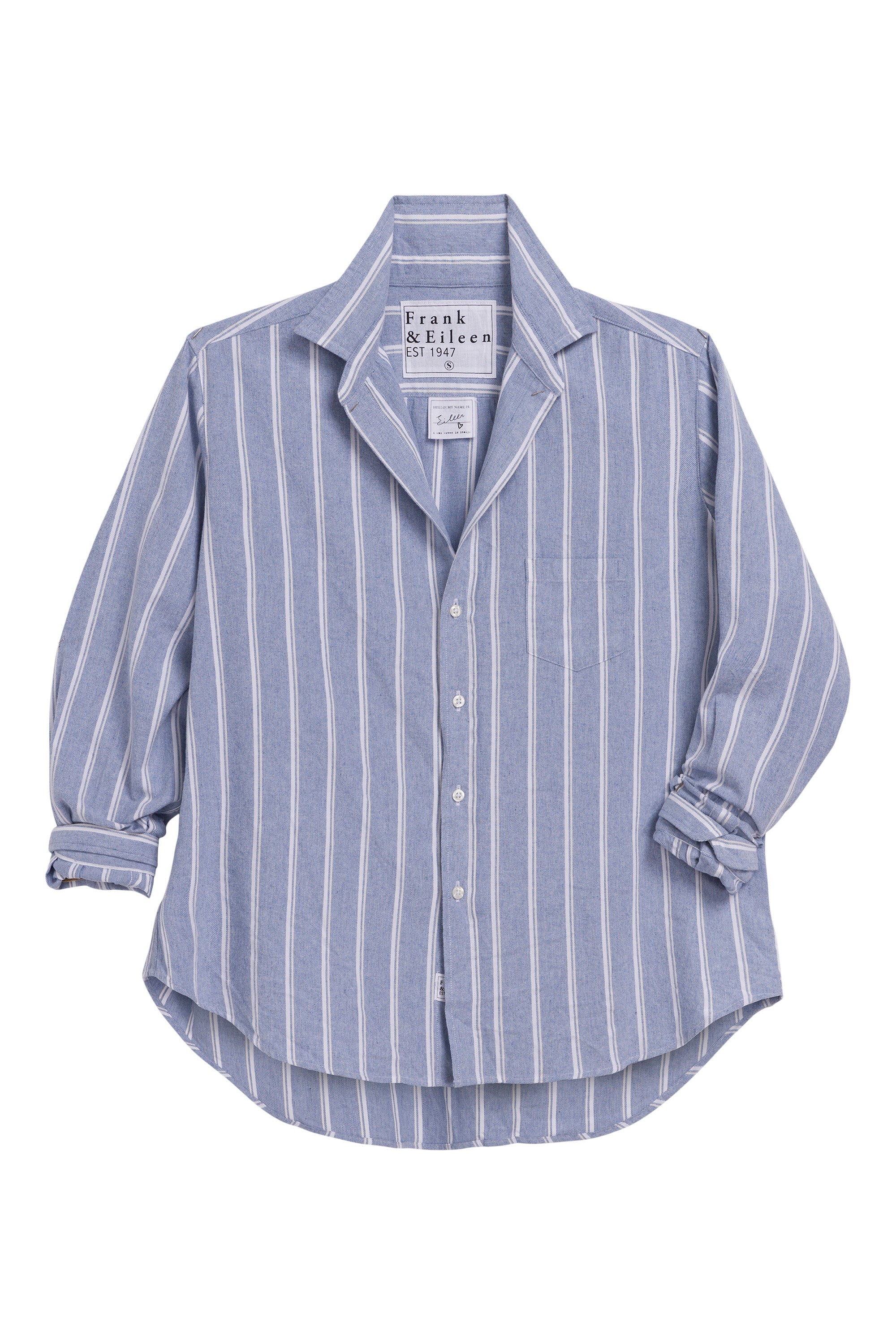 Frank & Eileen Eileen Relaxed Button Up Shirt in Multi Blue Stripes
