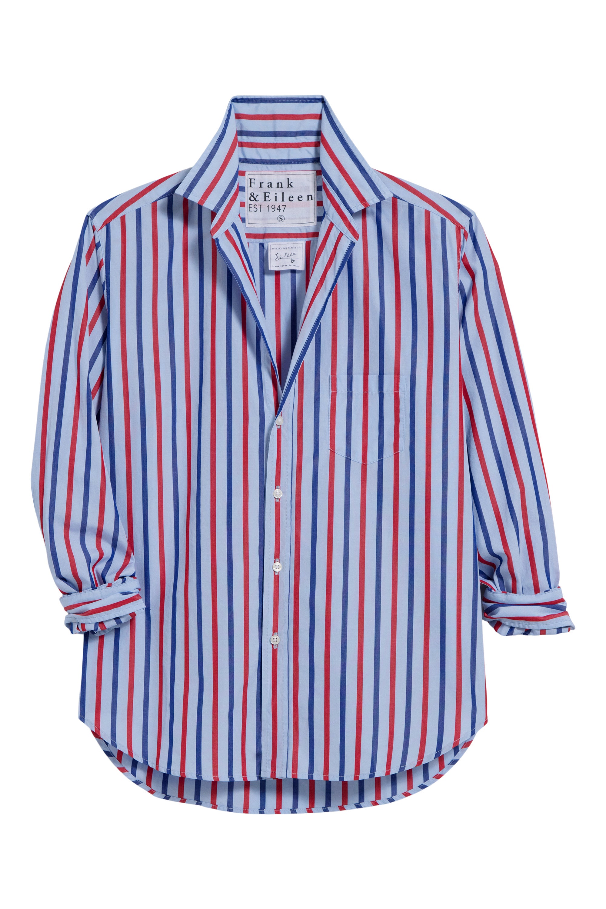 Frank & Eileen Eileen Relaxed Button Up Shirt in Blue, Navy, Red Stripe