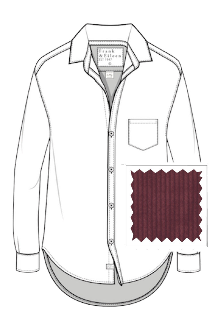 Frank & Eileen Eileen Relaxed Button Up Shirt in Maroon Corduroy