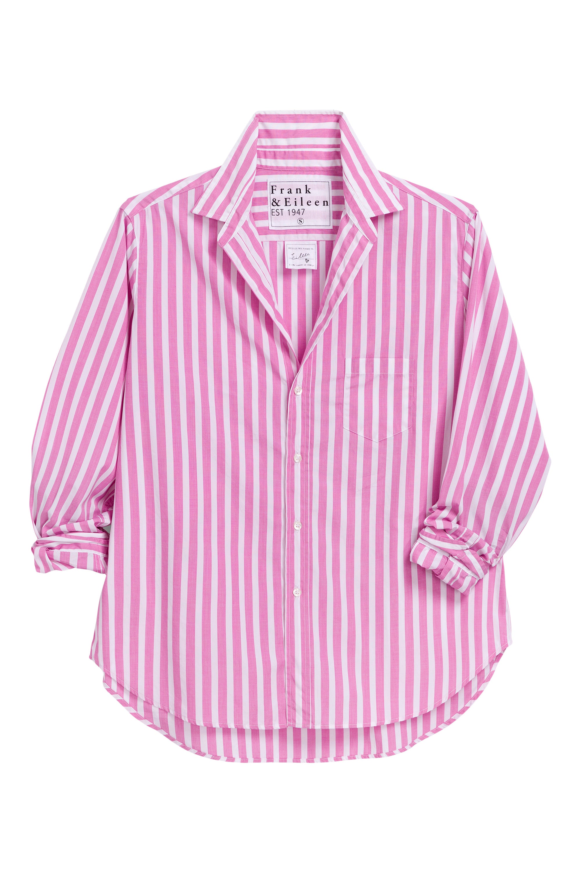 Frank & Eileen Eileen Relaxed Button Up Shirt in Wide Pink Stripe