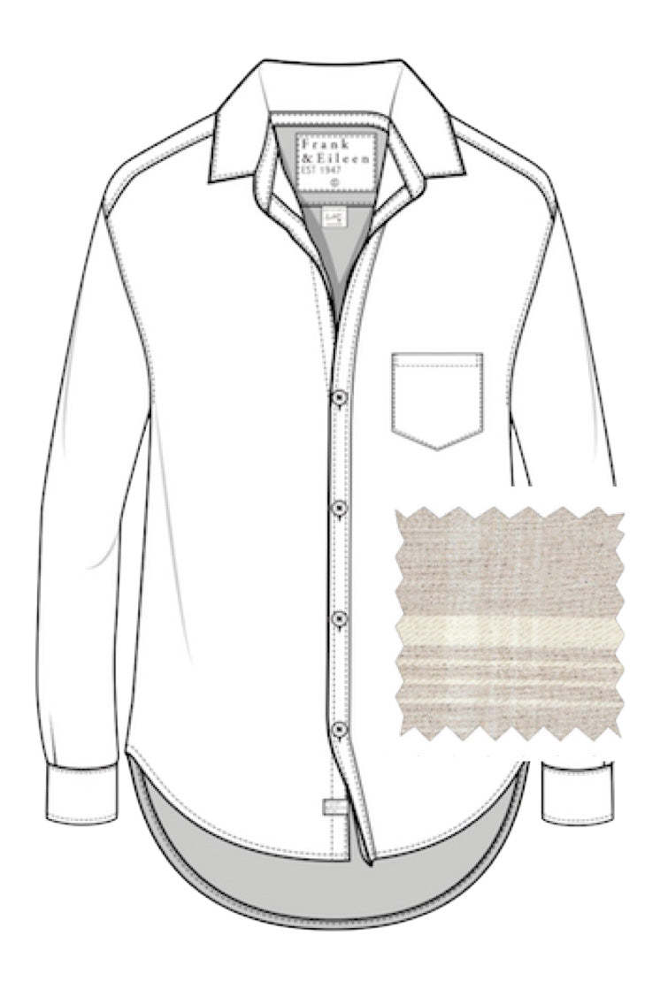 Frank & Eileen Eileen Relaxed Button Up Shirt  in Camel, Cream Plaid