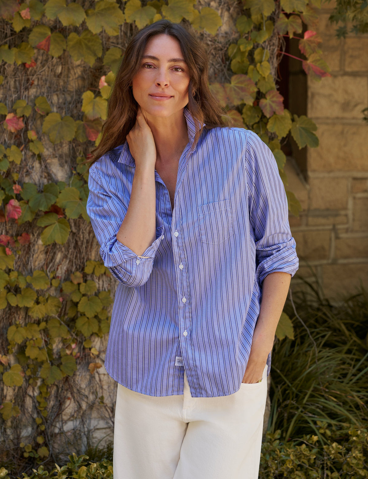 Frank & Eileen Eileen Relaxed Button Up in Multi Blue Stripe