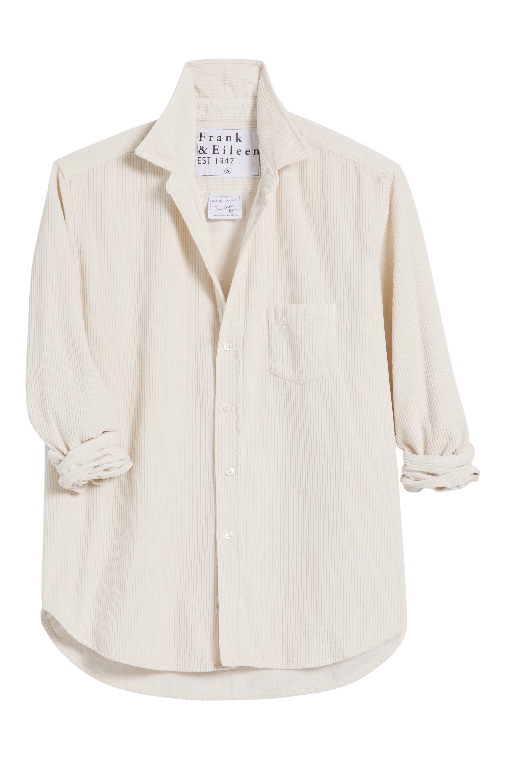 Frank & Eileen Eileen Relaxed Button Up Corduroy Shirt in Vintage White