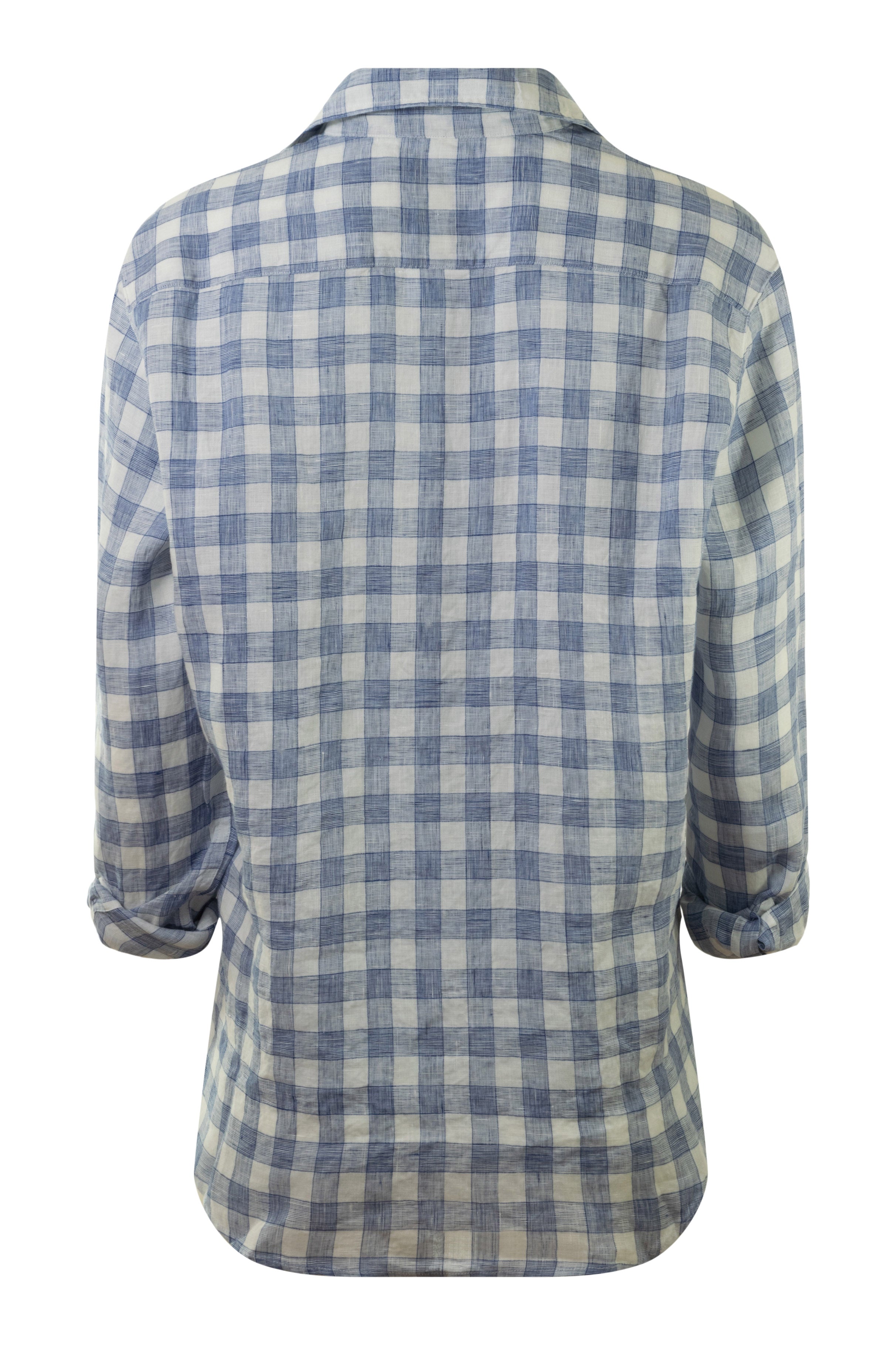 Frank & Eileen Eileen Relaxed Button Up Shirt in White, Blue Textured Check
