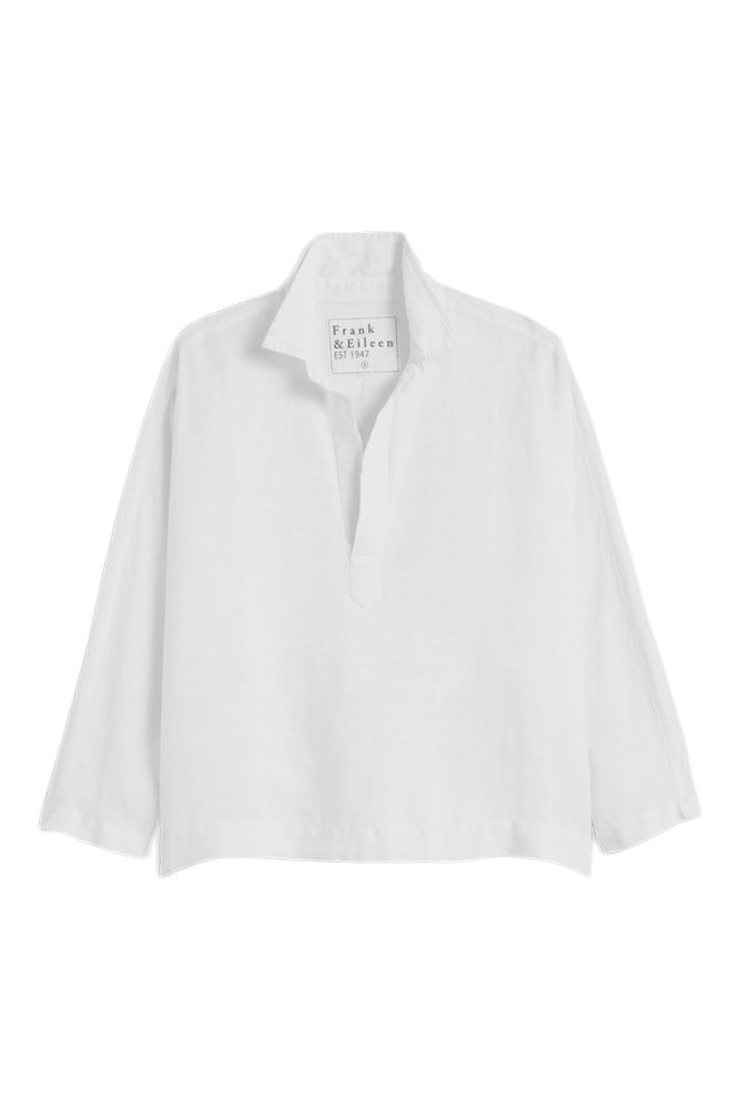 Frank & Eileen Gabi Popover Shirt in White Linen