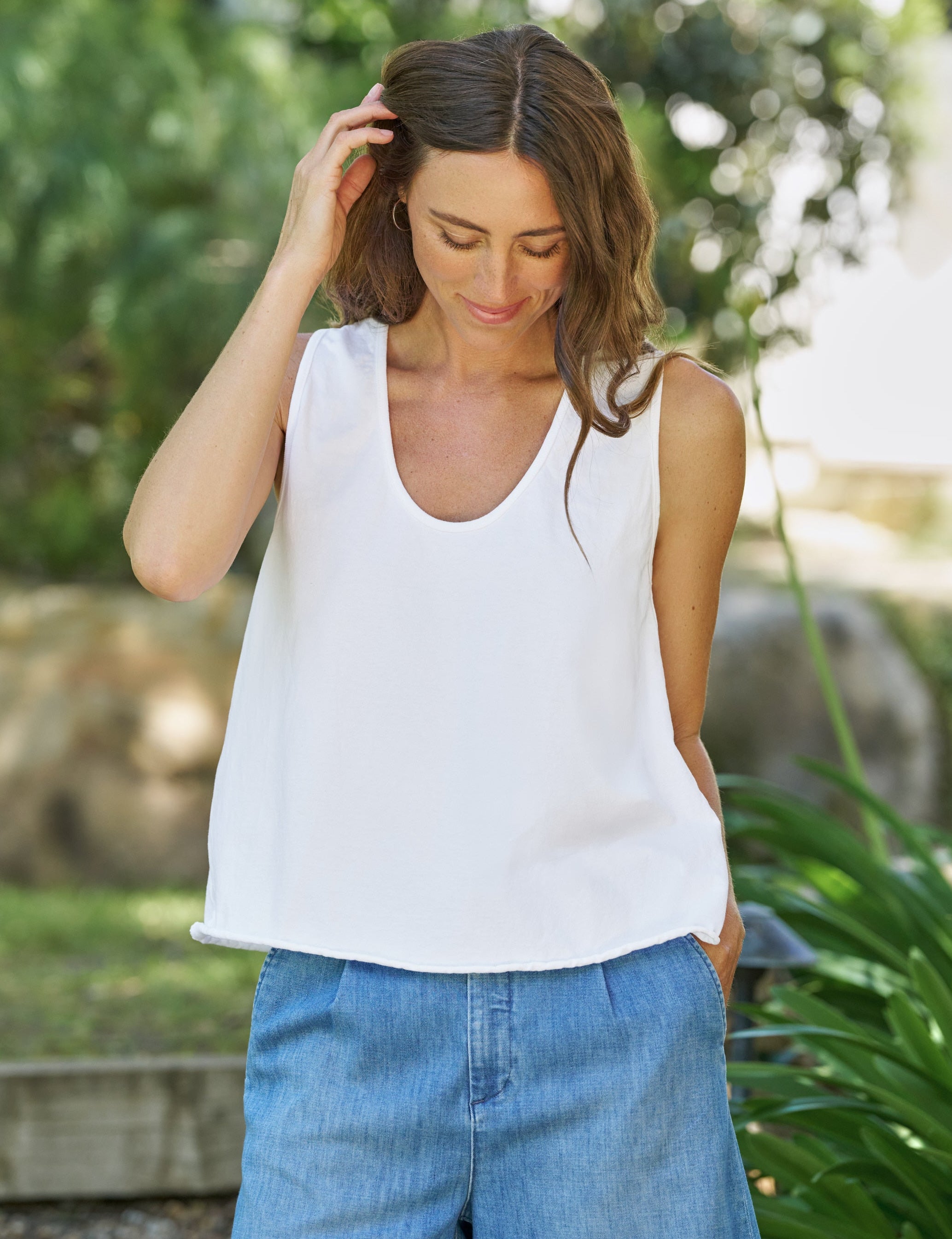 Frank & Eileen Inny Sleeveless Tank in White