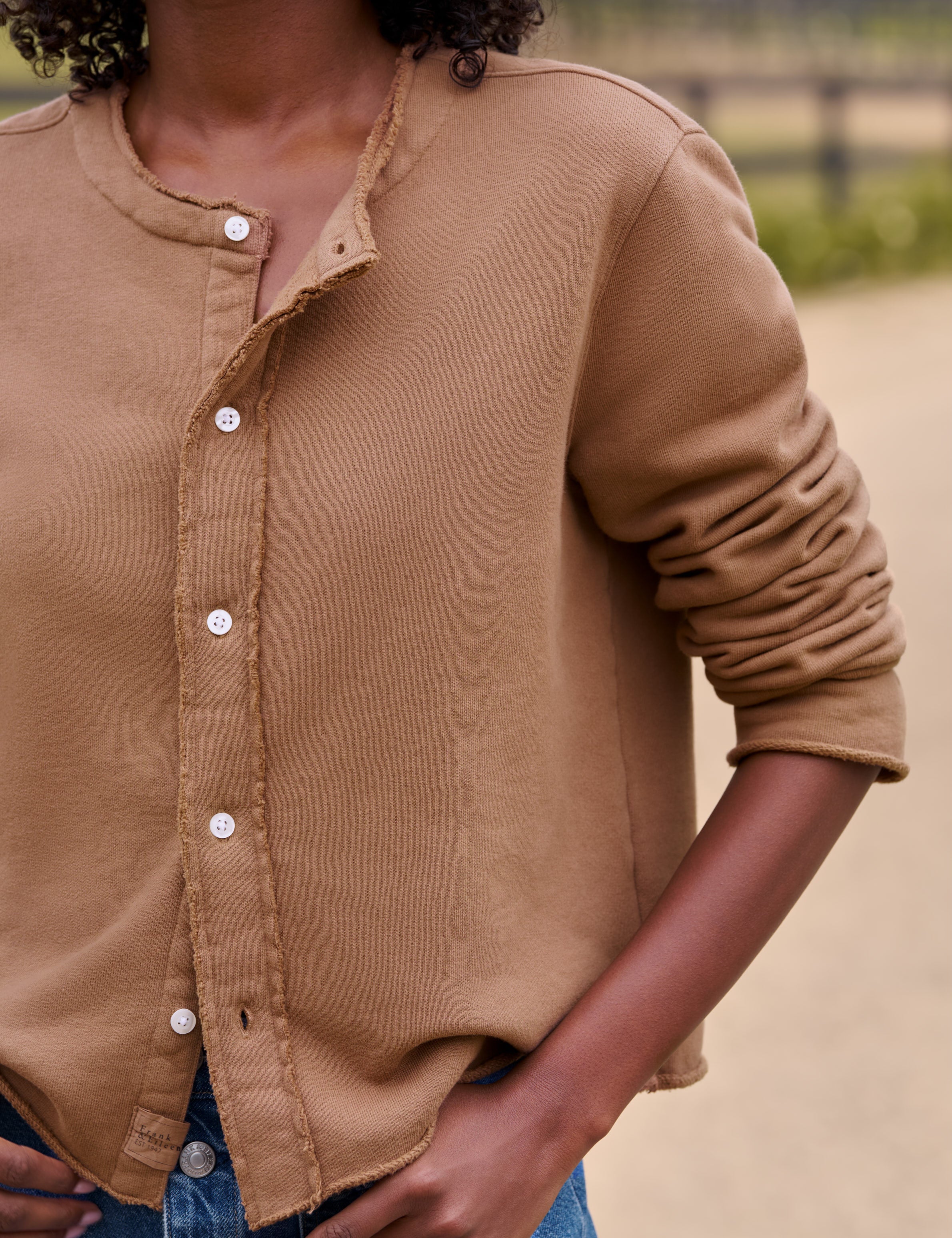 Frank & Eileen Jackie Sweatshirt Cardigan in Chai