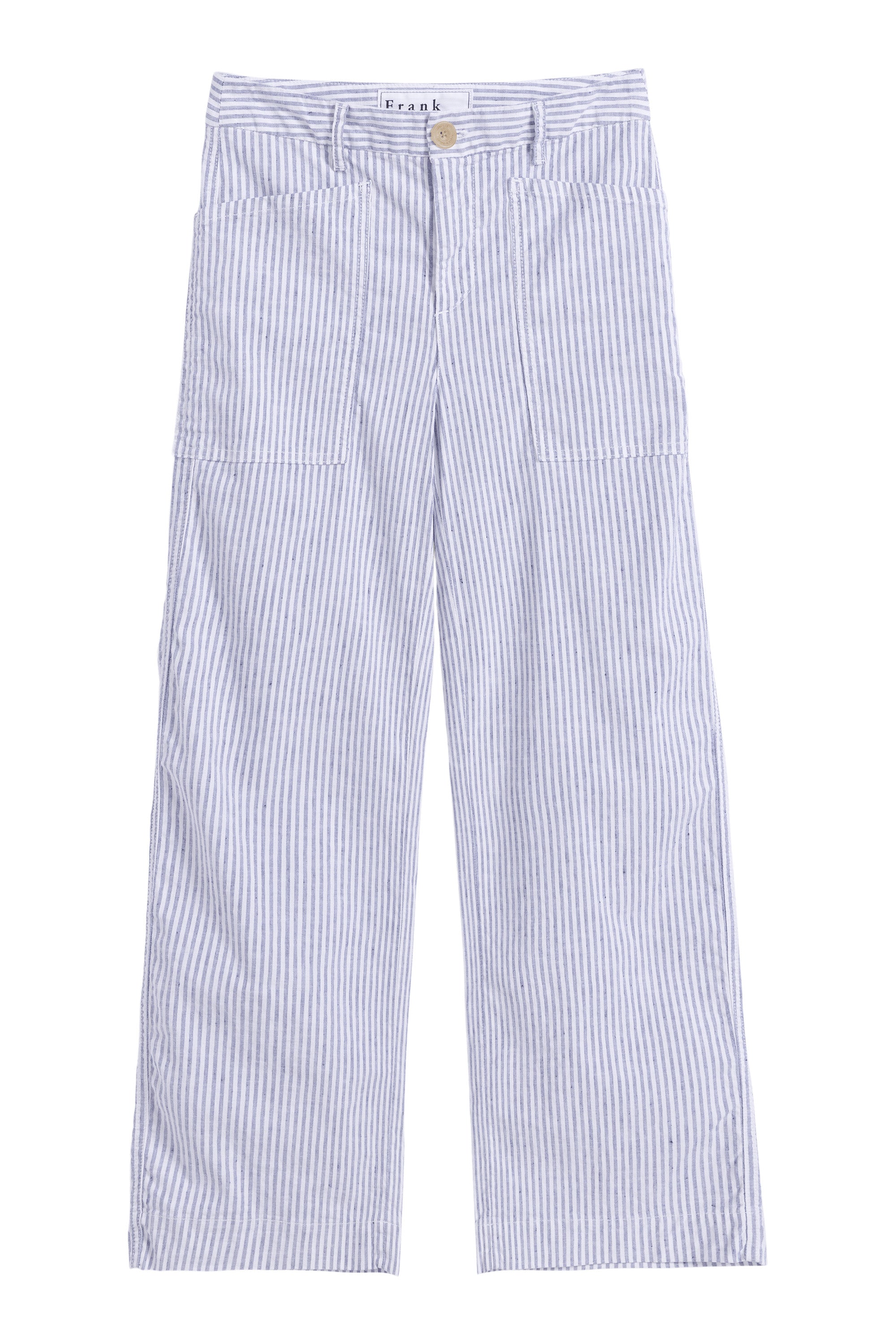 Frank & Eileen Limerick Wide-Leg Carpenter Pant
 in Navy White Stripe