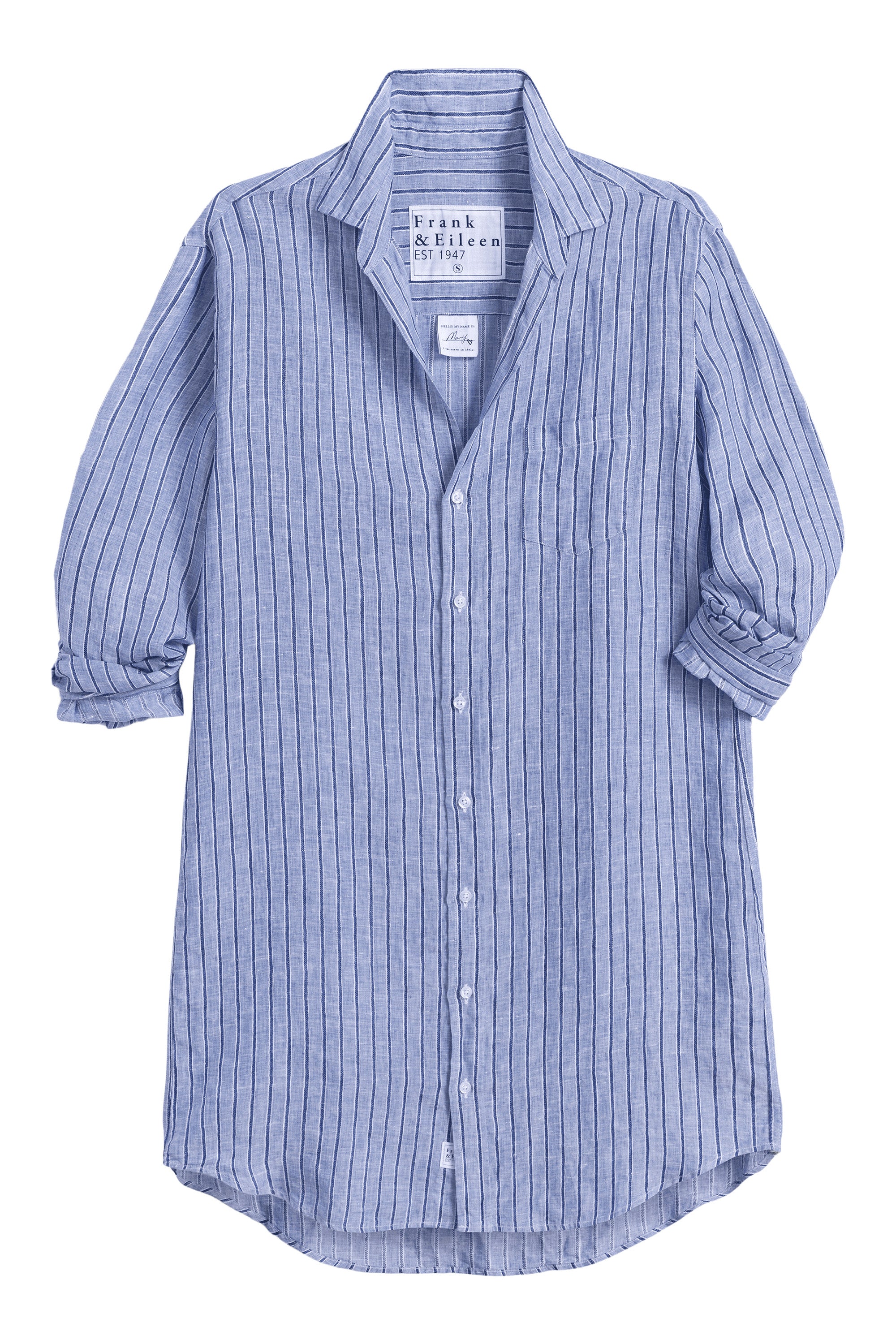 Frank & Eileen Mary Classic Shirt Dress in Blue Navy Stripe