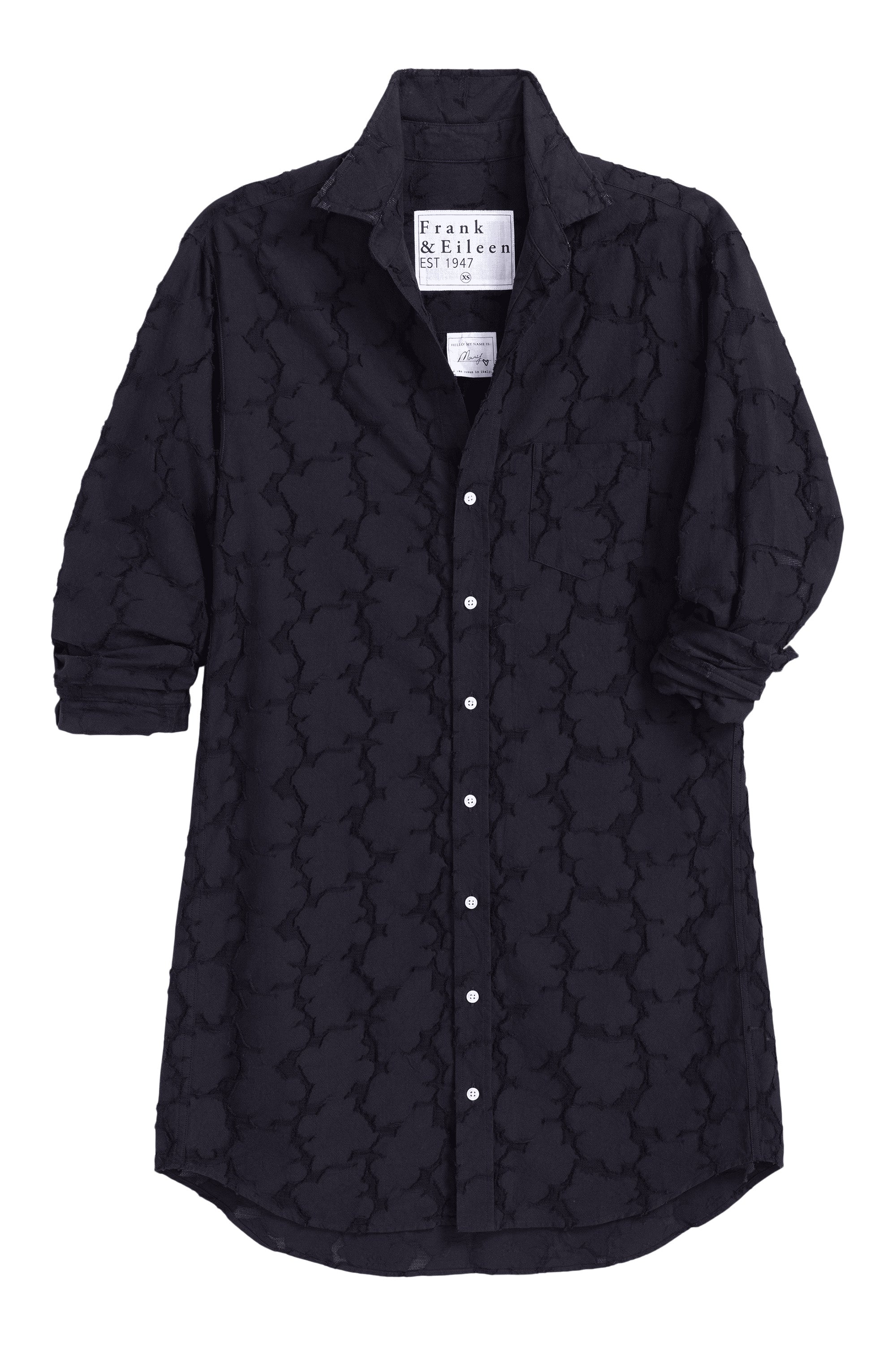 Frank & Eileen Mary Classic Shirtdress in Textured Black Flowers