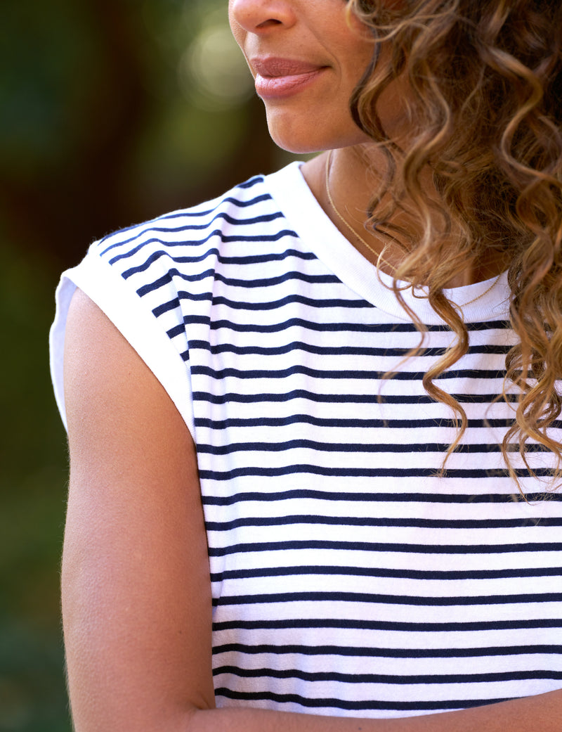 Frank & Eileen Mini Cory Vintage Muscle Tee Dress
 in White and British Royal Navy