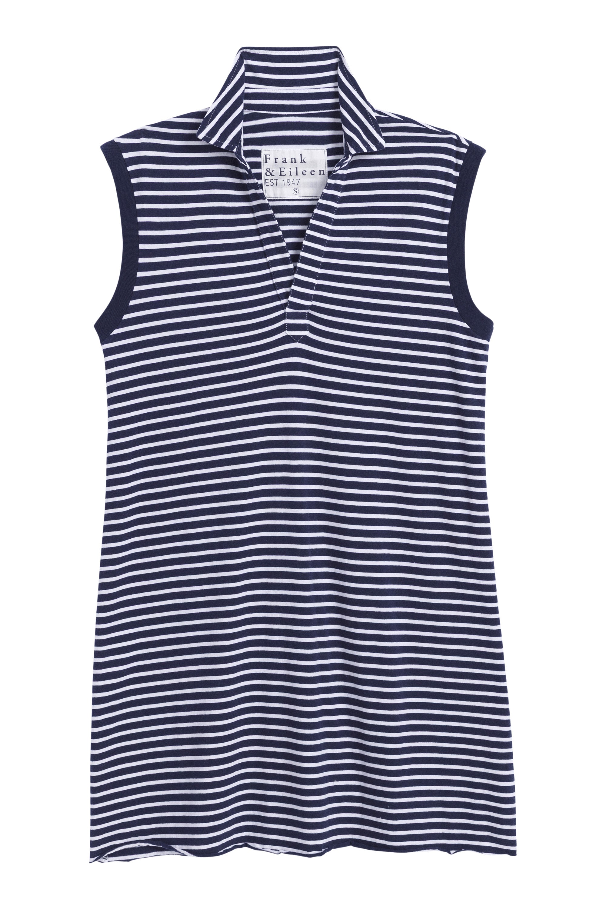 Frank & Eileen Mini Lily 
Popover Henley Tank Dress in Yacht Stripe