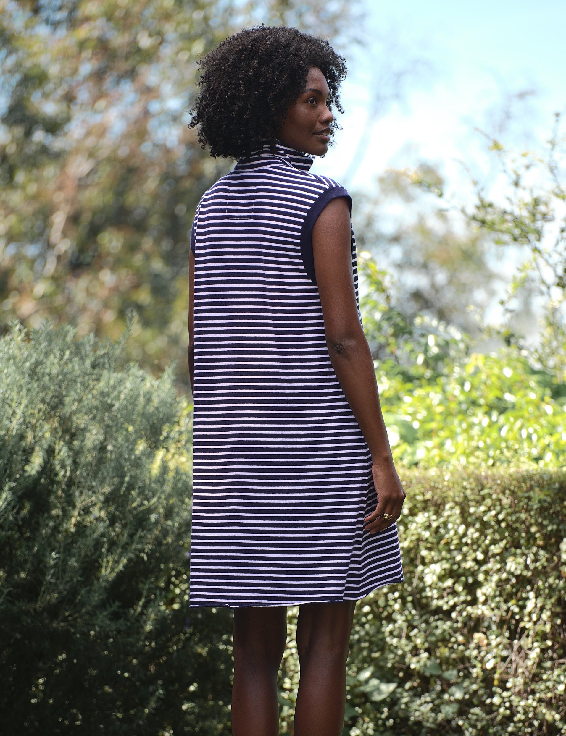Frank & Eileen Mini Lily 
Popover Henley Tank Dress in Yacht Stripe