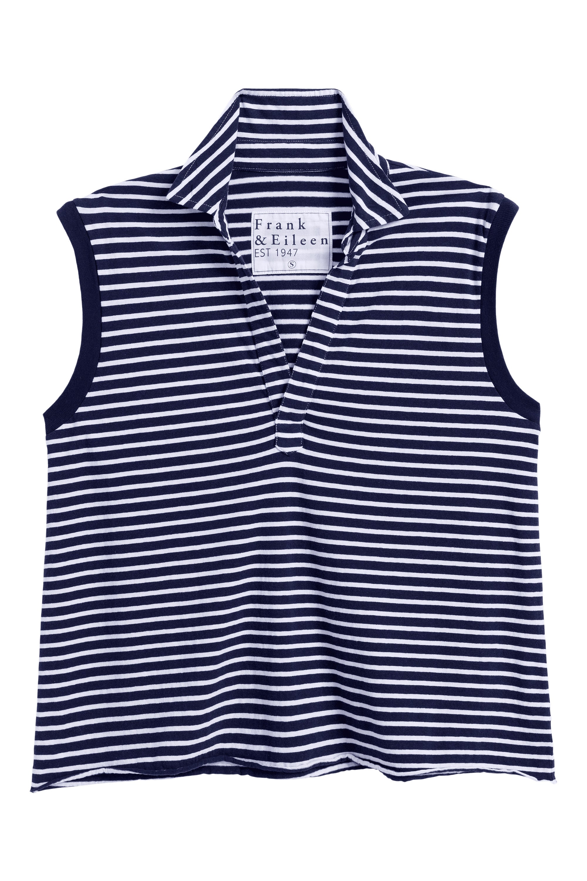 Frank & Eileen Olivia 
Popover Henley Tank in Yacht Stripe