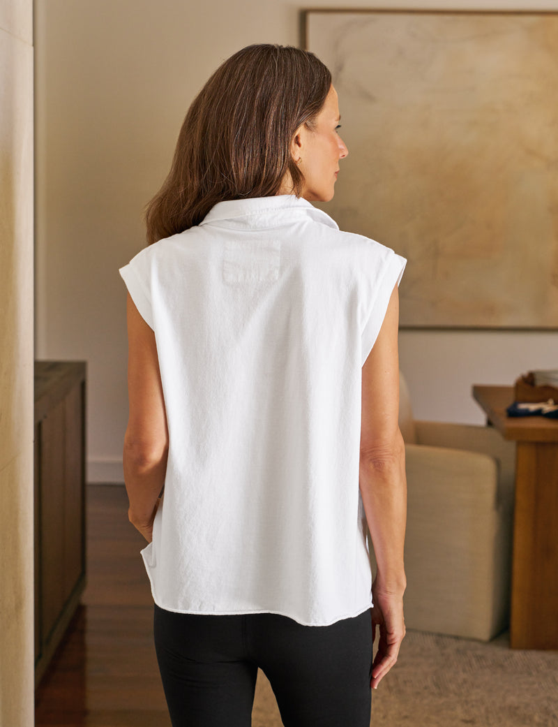 Frank & Eileen Olivia Popover Henley Tank in White