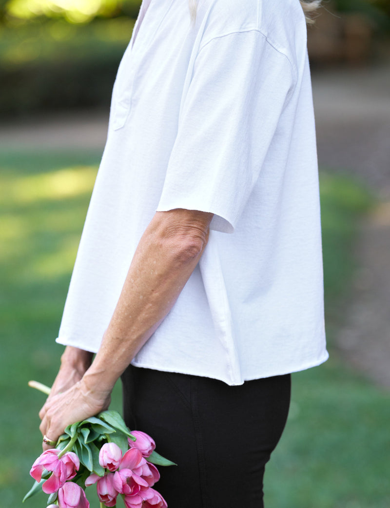 Frank & Eileen Patty Short-Sleeve Popover Henley
 in White