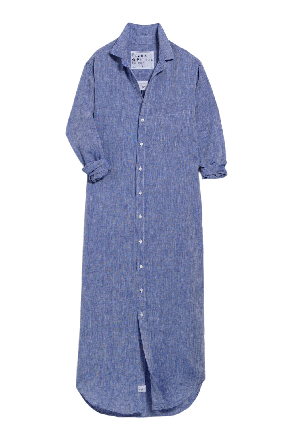 Frank & Eileen Rory Maxi Shirtdress in Blue Linen