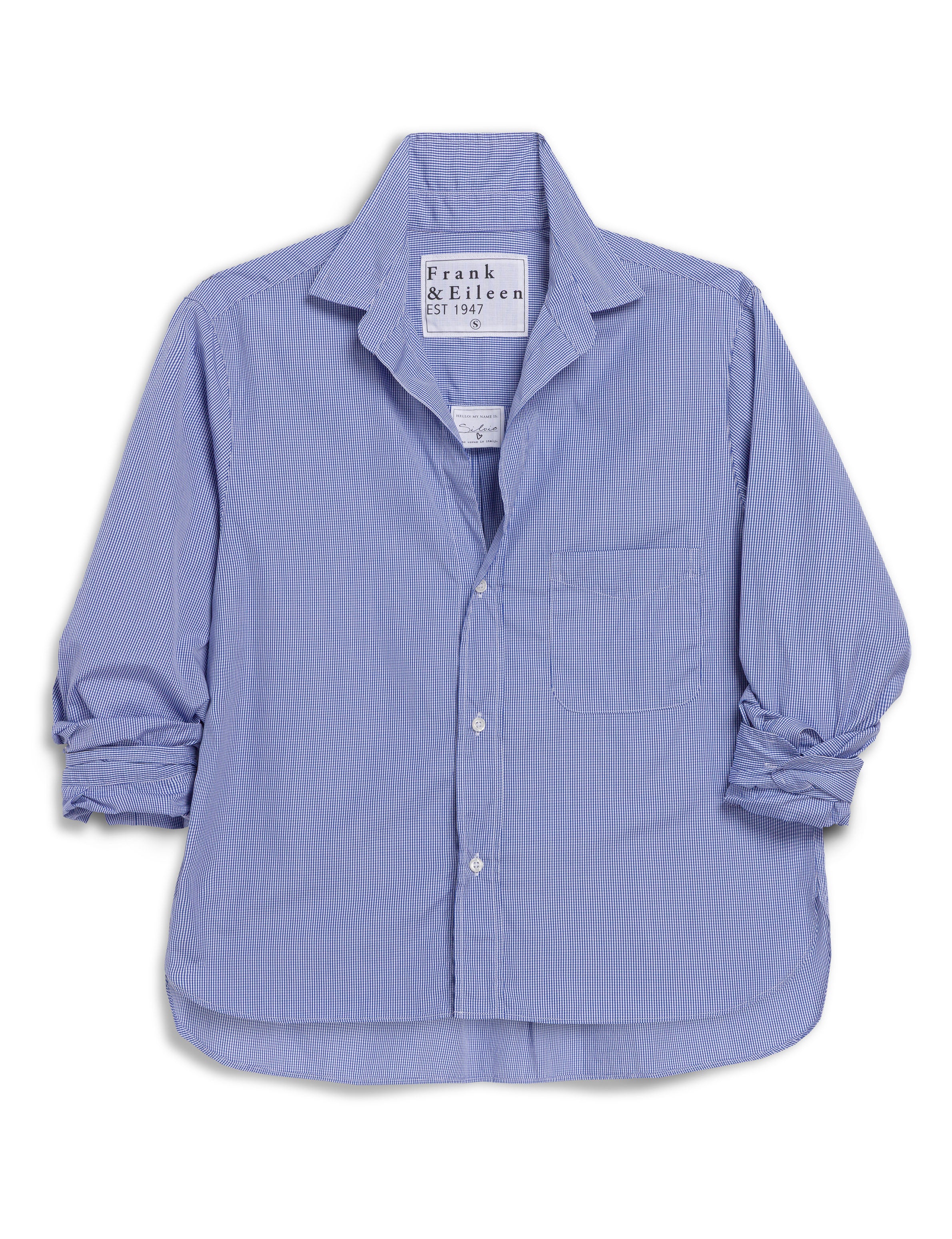 Frank & Eileen Untuckable Button-Up Shirt
 in Mini Blue Check