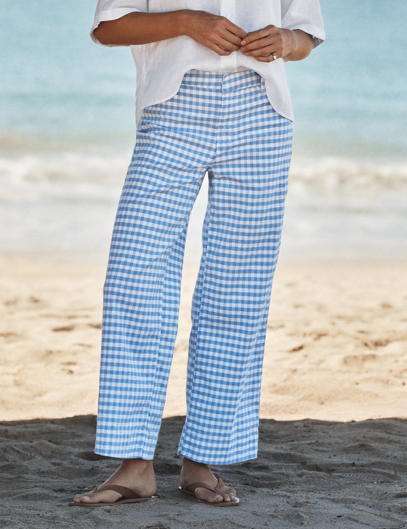 Frank & Eileen Wexford Wide Leg Trouser in Blue Check