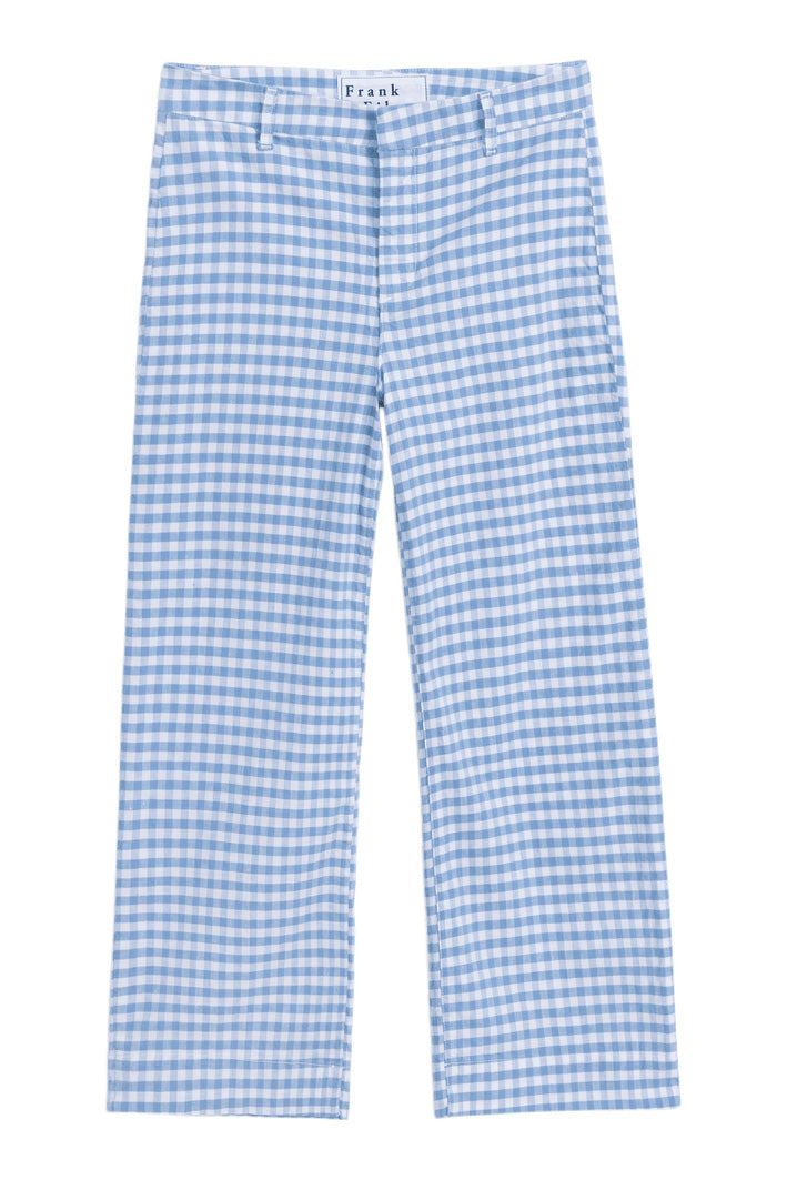 Frank & Eileen Wexford Wide Leg Trouser in Blue Check