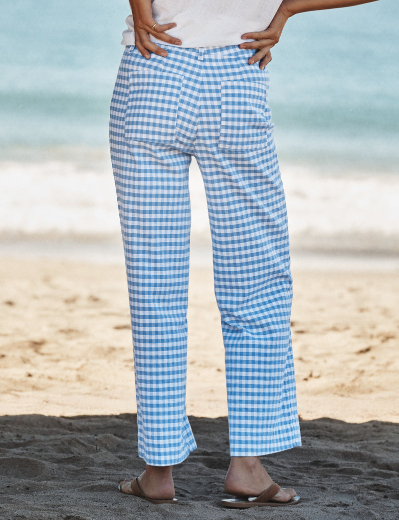 Frank & Eileen Wexford Wide Leg Trouser in Blue Check