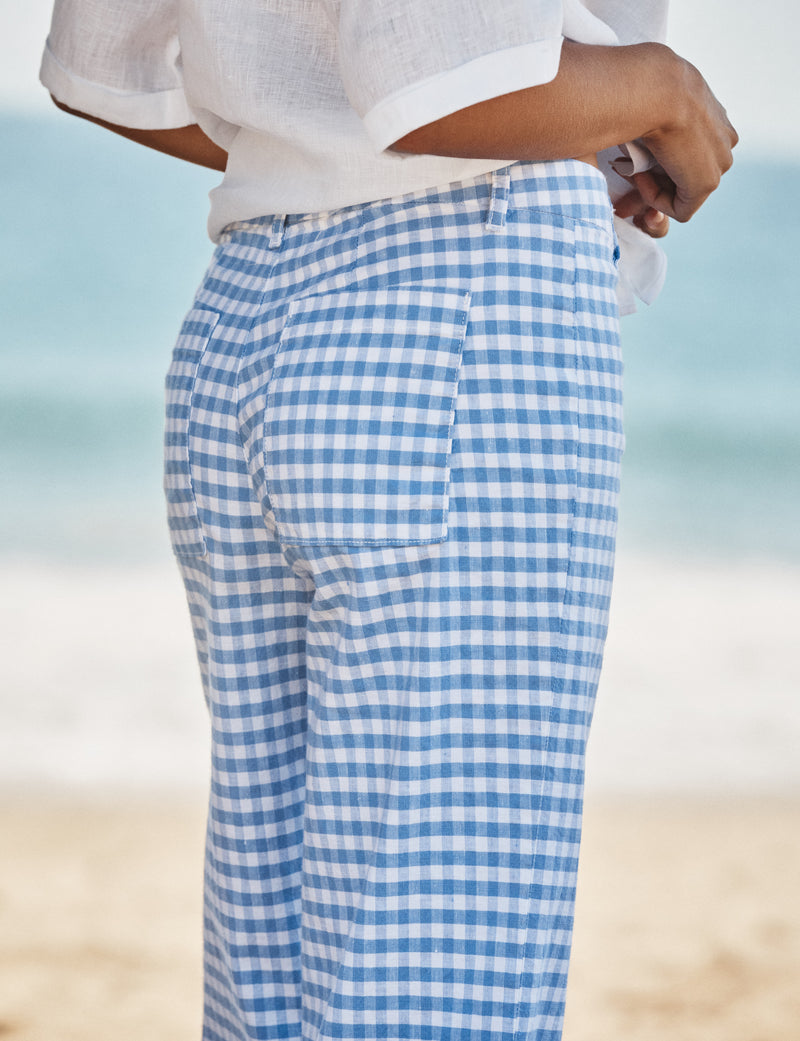 Frank & Eileen Wexford Wide Leg Trouser in Blue Check