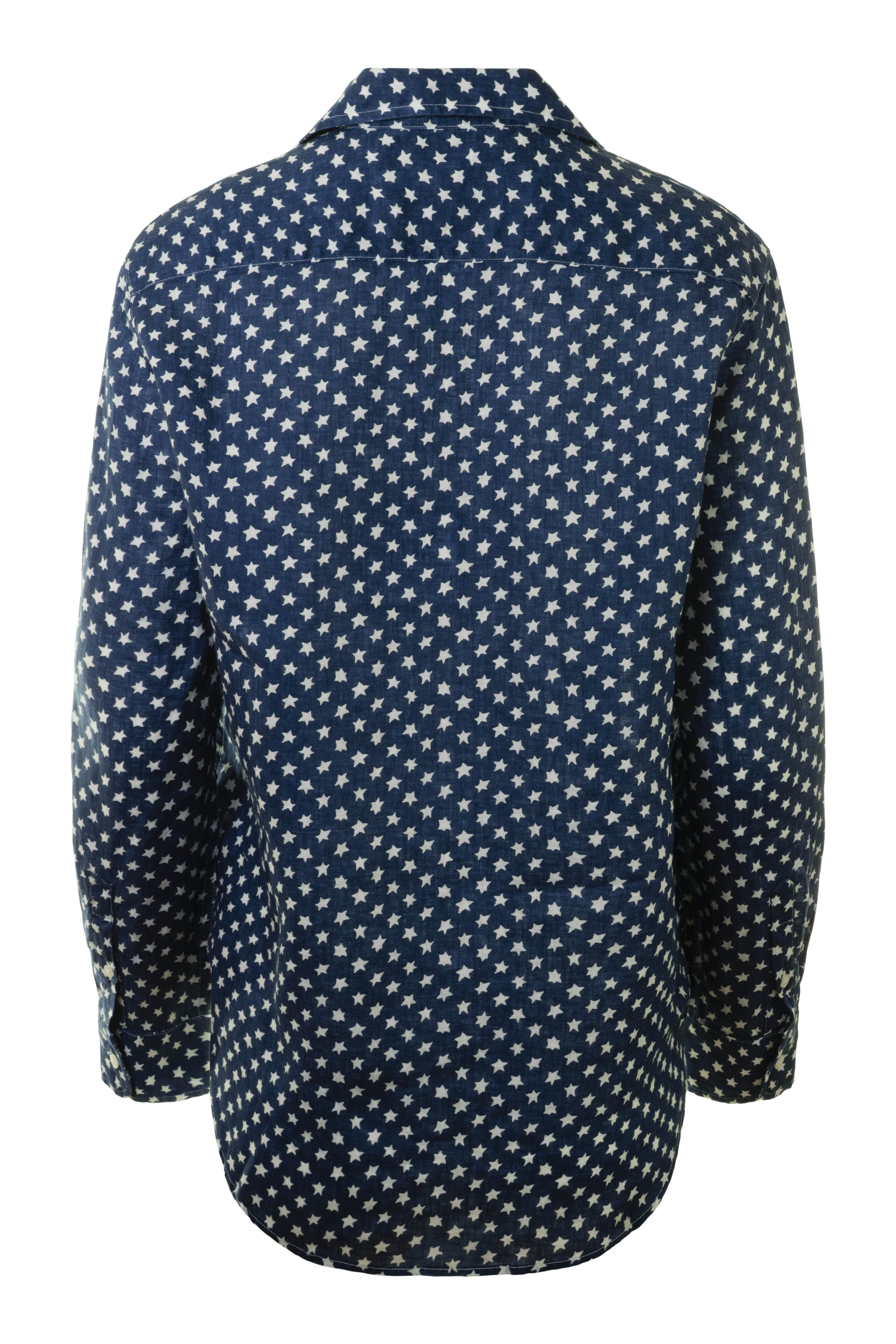 Frank & Eileen Eileen Linen Relaxed Button Up Shirt in Navy White Stars