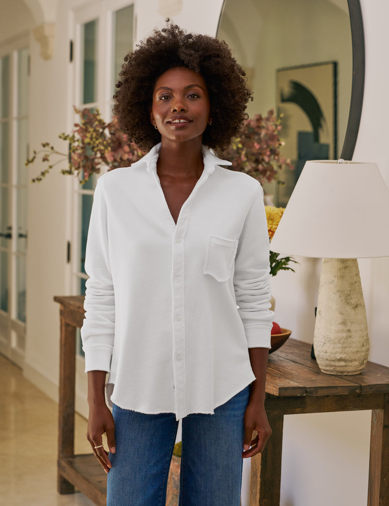 Frank & Eileen Eileen Sweatshirt Button-Up in White