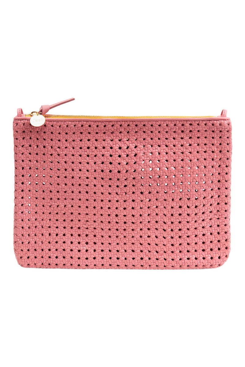 Clare V. Flat Clutch with Tabs in Petal Rattan