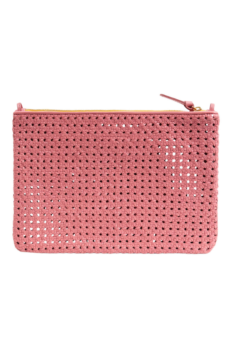 Clare V. Flat Clutch with Tabs in Petal Rattan