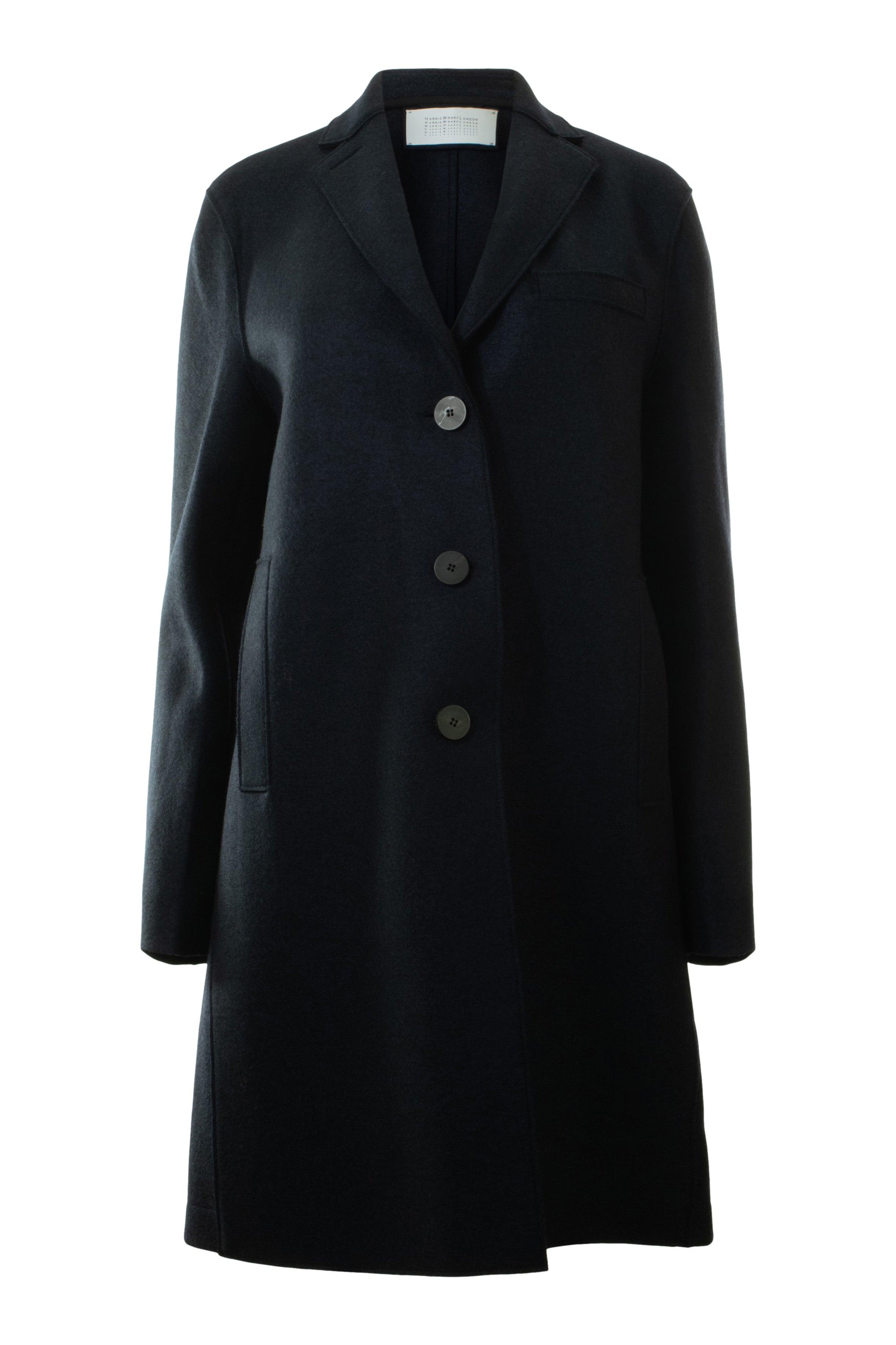 Harris Wharf London Pressed Wool Topcoat in Navy Blue