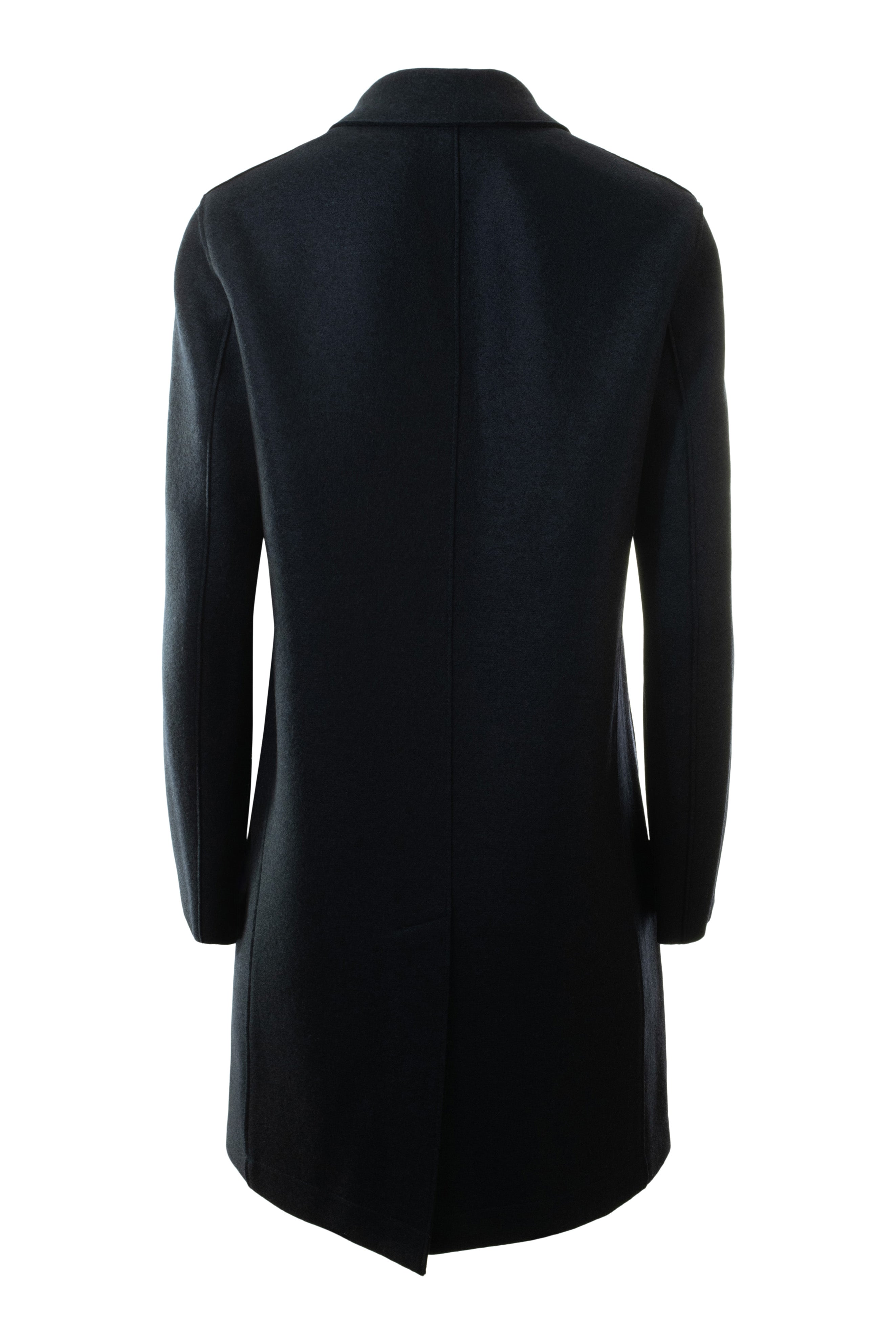 Harris Wharf London Pressed Wool Topcoat in Navy Blue