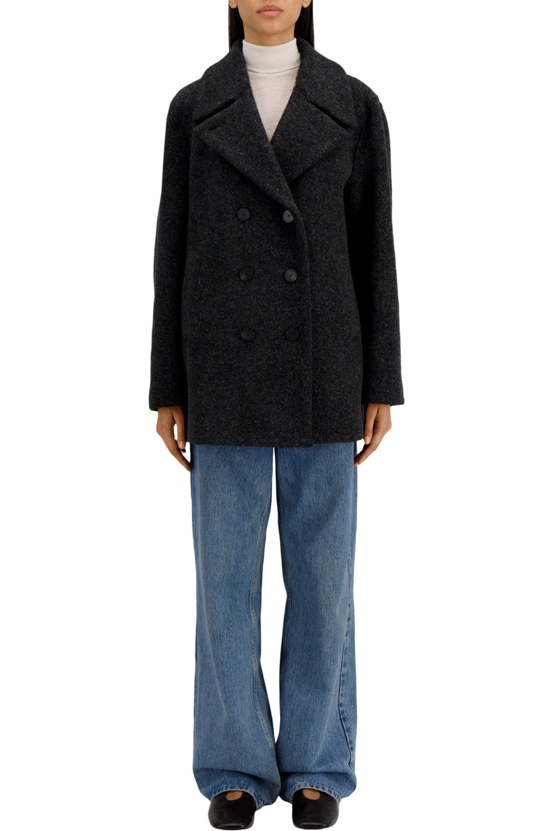 Harris Wharf London Boucle Sailor Jacket in Anthracite