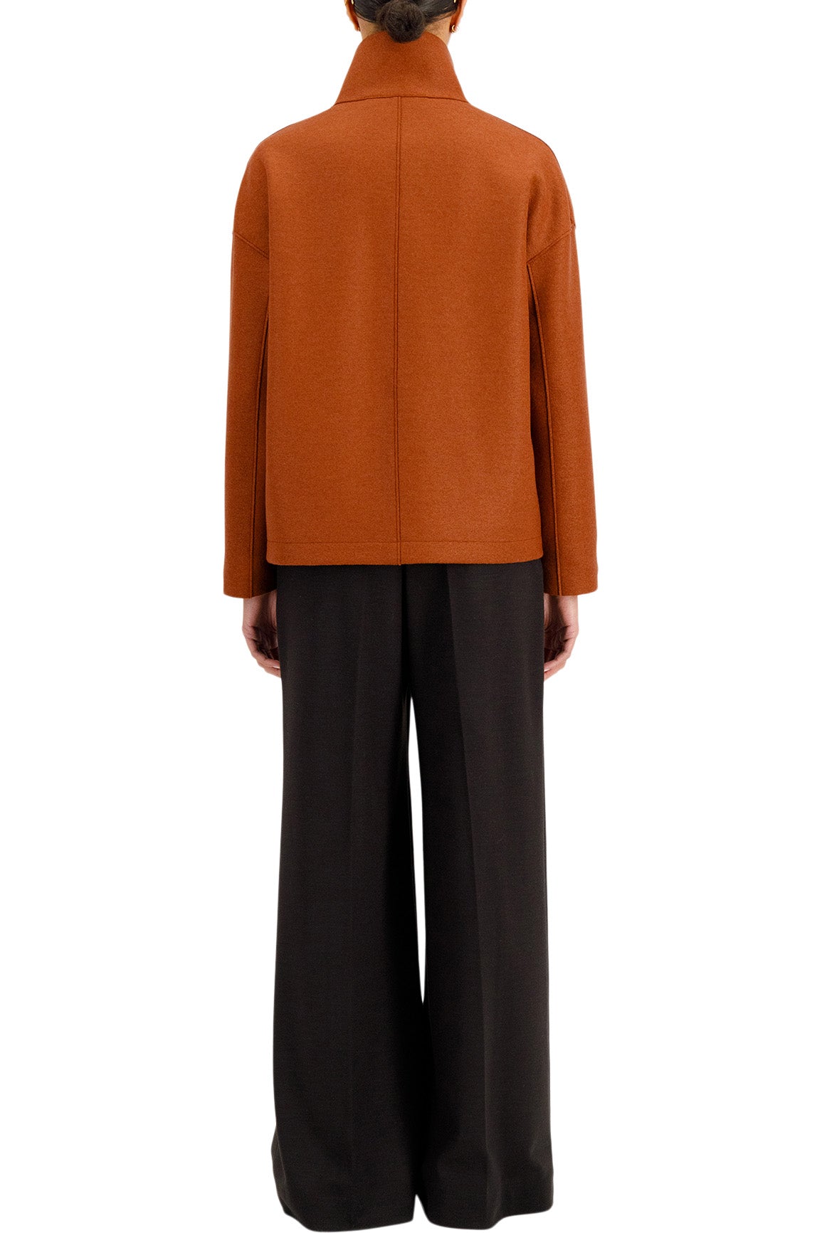 Harris Wharf London Cropped Funnel Jacket in Terracotta