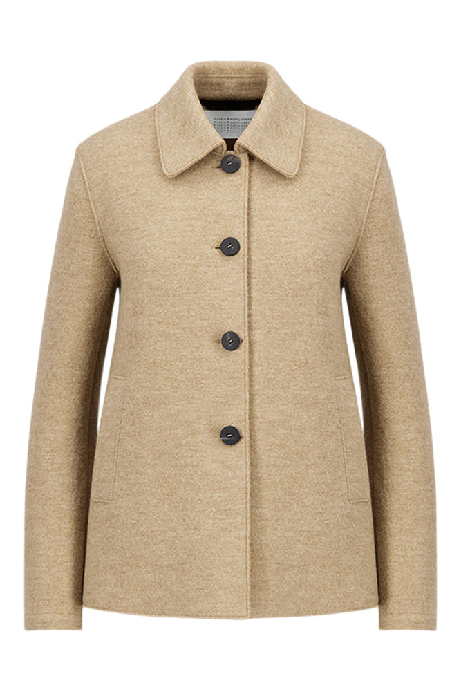 Harris Wharf London Travel Mac Coat Boiled Wool in Beige Melange