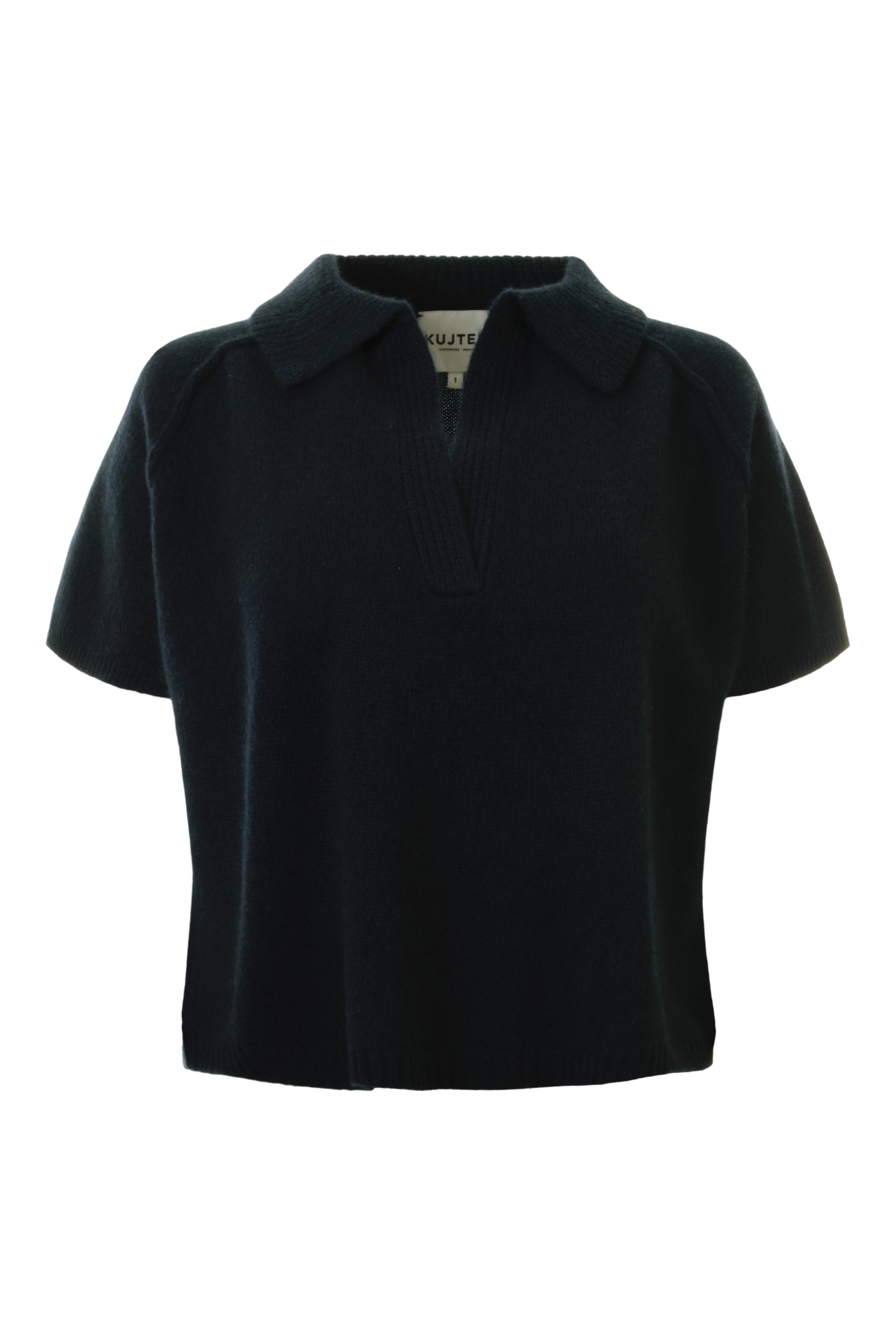 Kujten Aenor 
Cashmere Polo Sweater in Marine Fonce