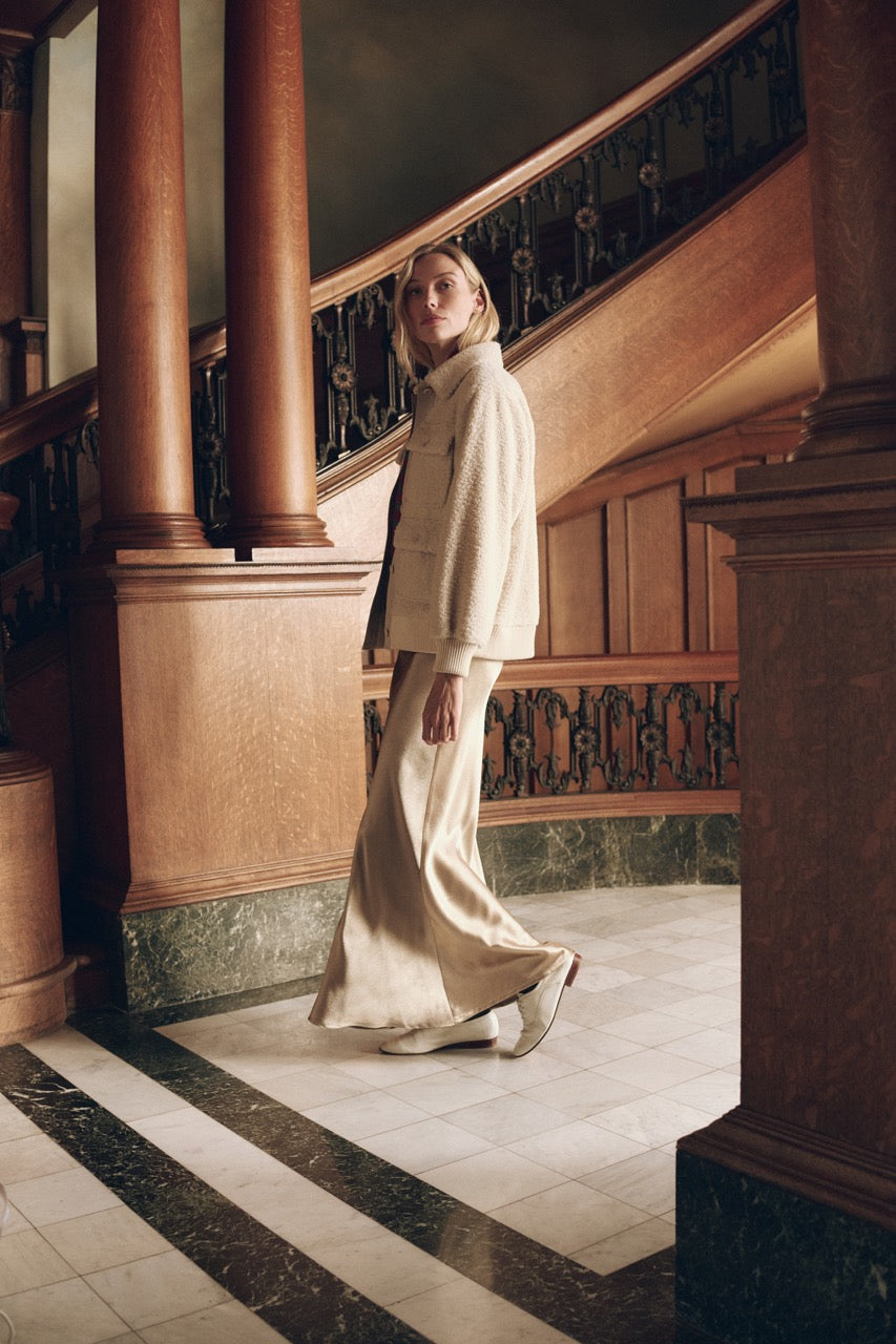 The Great The Patch Pocket Plush Jacket in Cream