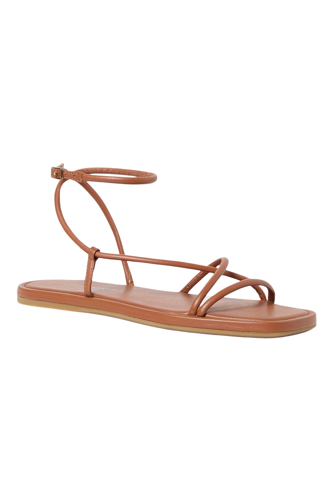 Loeffler Randall Noor Leather Flat Sandal in Timber