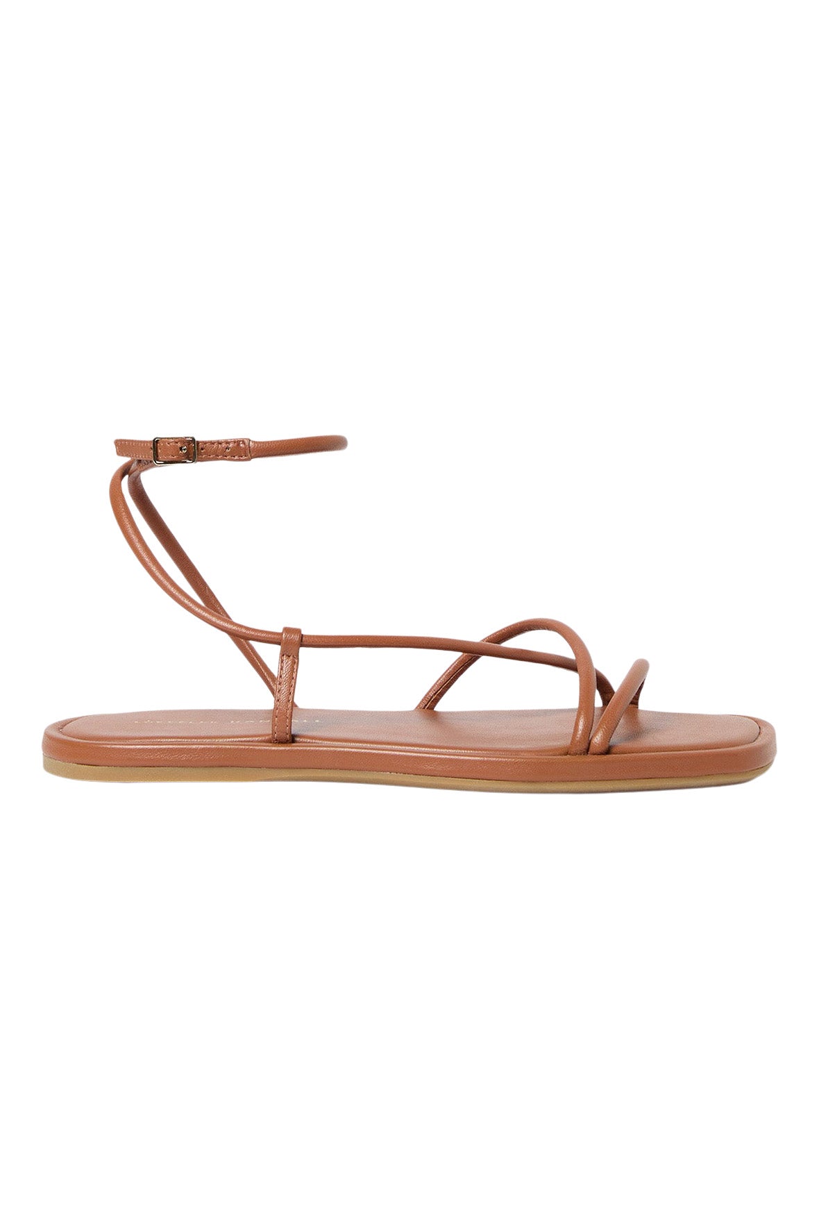 Loeffler Randall Noor Leather Flat Sandal in Timber