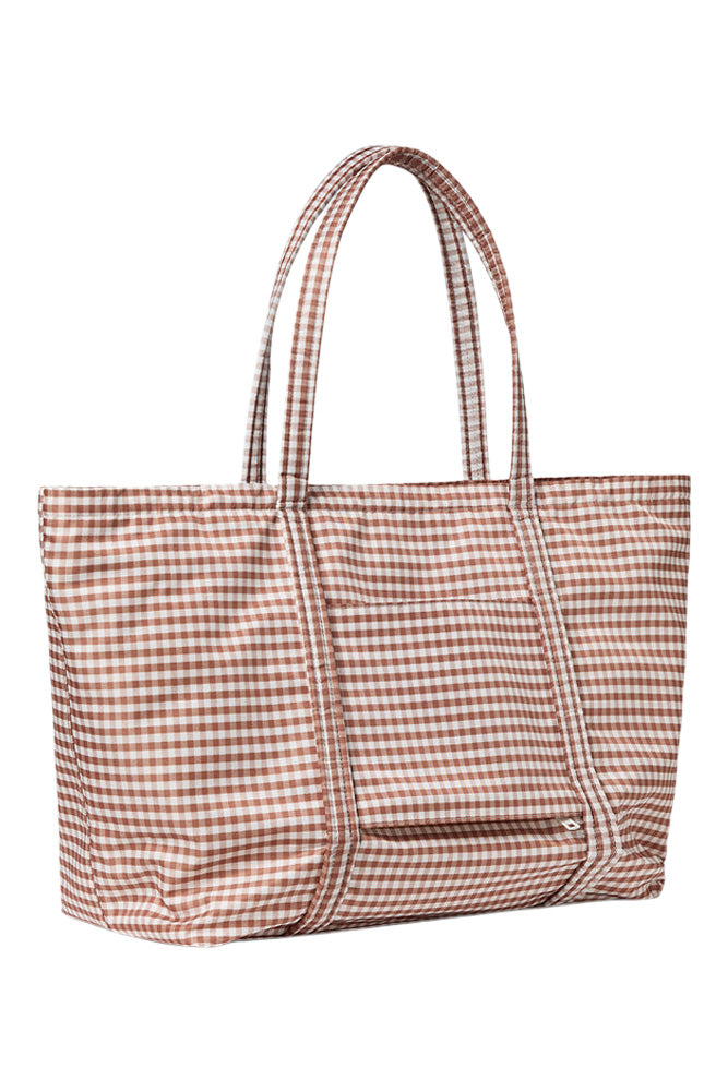 Loeffler Randall Dina Travel Tote in Brown Gingham