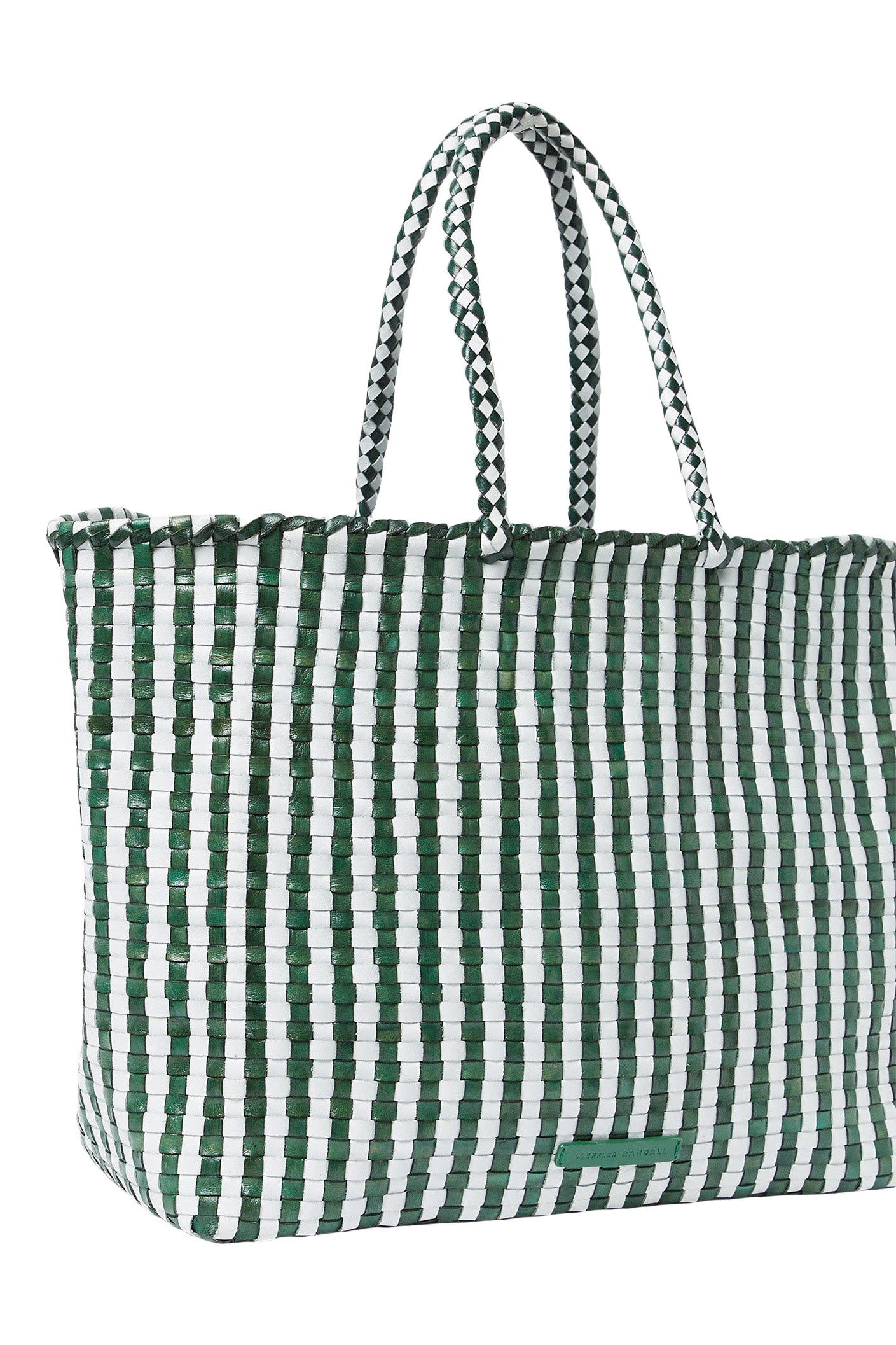 Loeffler Randall Klara Check Woven Tote
 in Emerald White