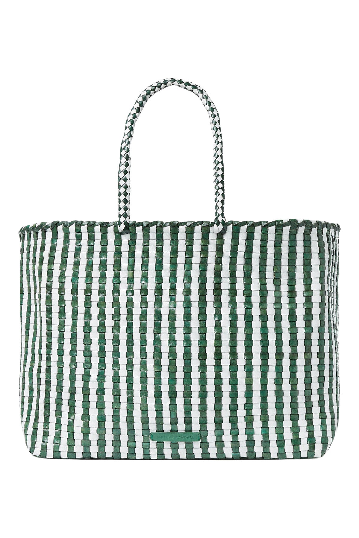 Loeffler Randall Klara Check Woven Tote
 in Emerald White