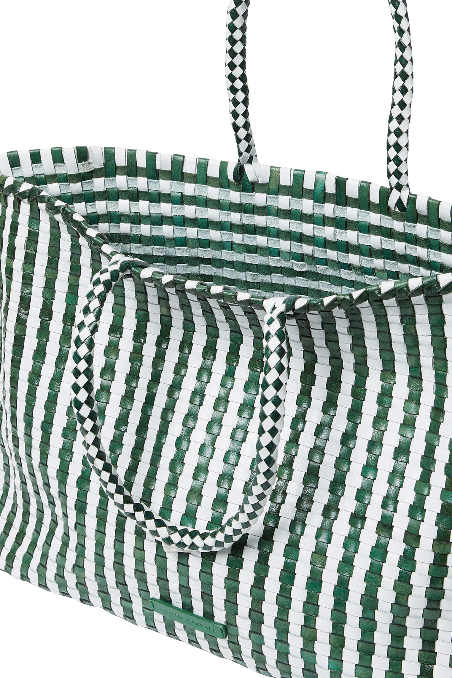 Loeffler Randall Klara Check Woven Tote
 in Emerald White